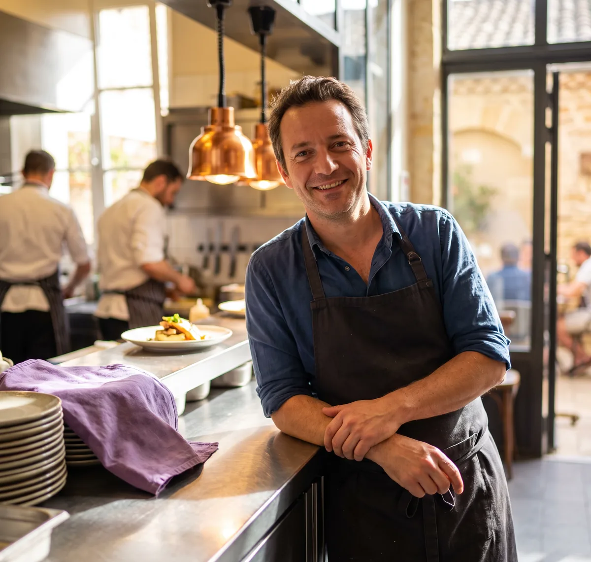 Photo : restaurateur souriant